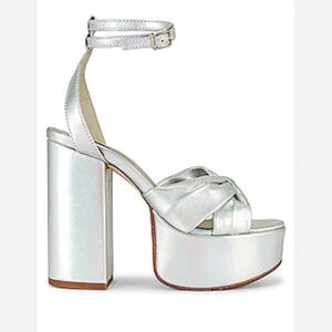 Chelsea Paris Zasa Silver Leather Silver Pumps Shoes 39